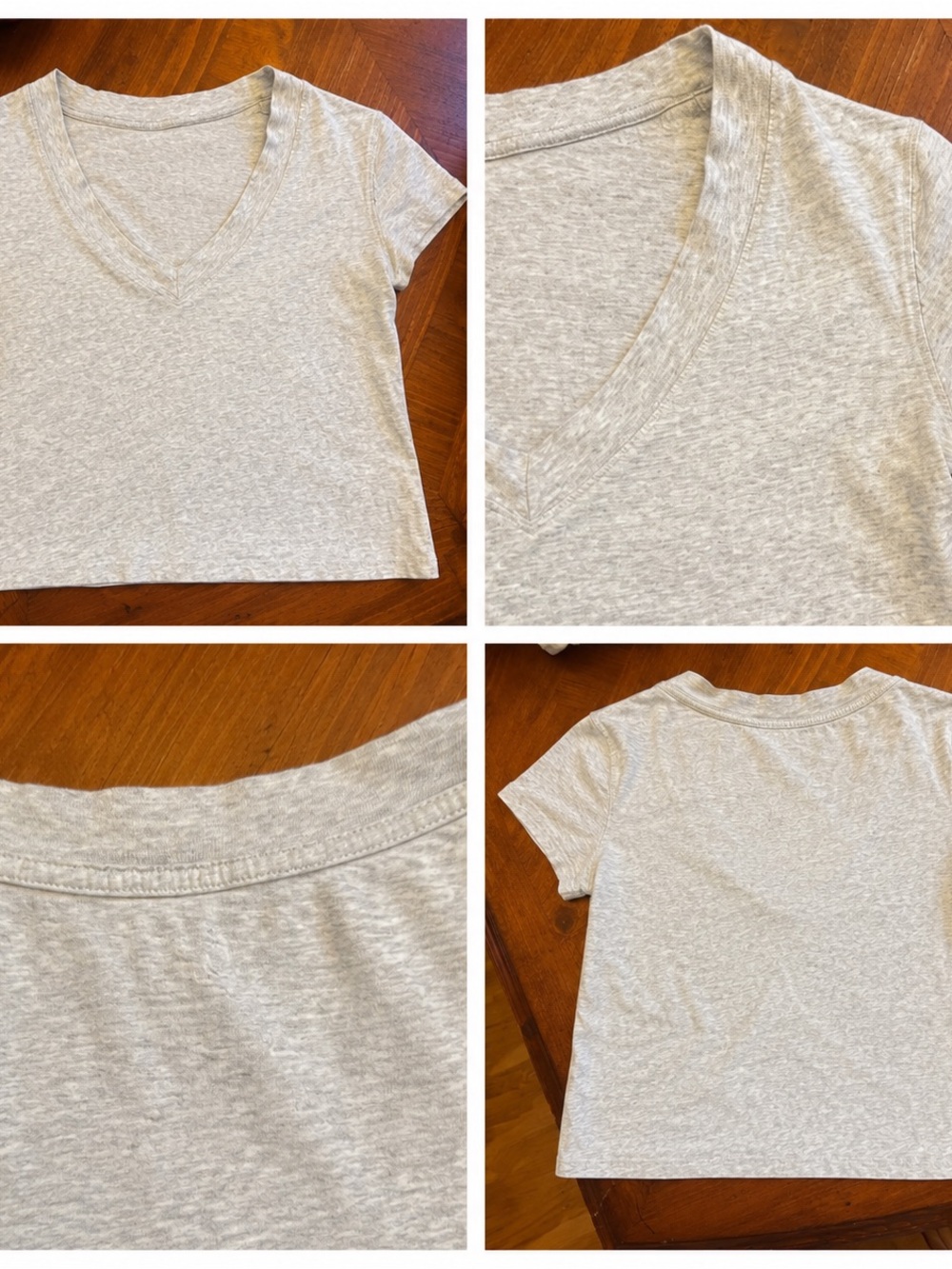 Basic V-Neck Tee in Light Heather Gray